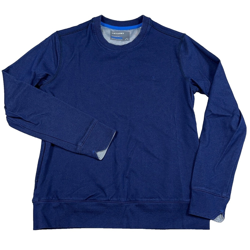 Twillory Sweatshirt Men Small Navy Blue Crewneck Sweater Athletic Fit Pocket